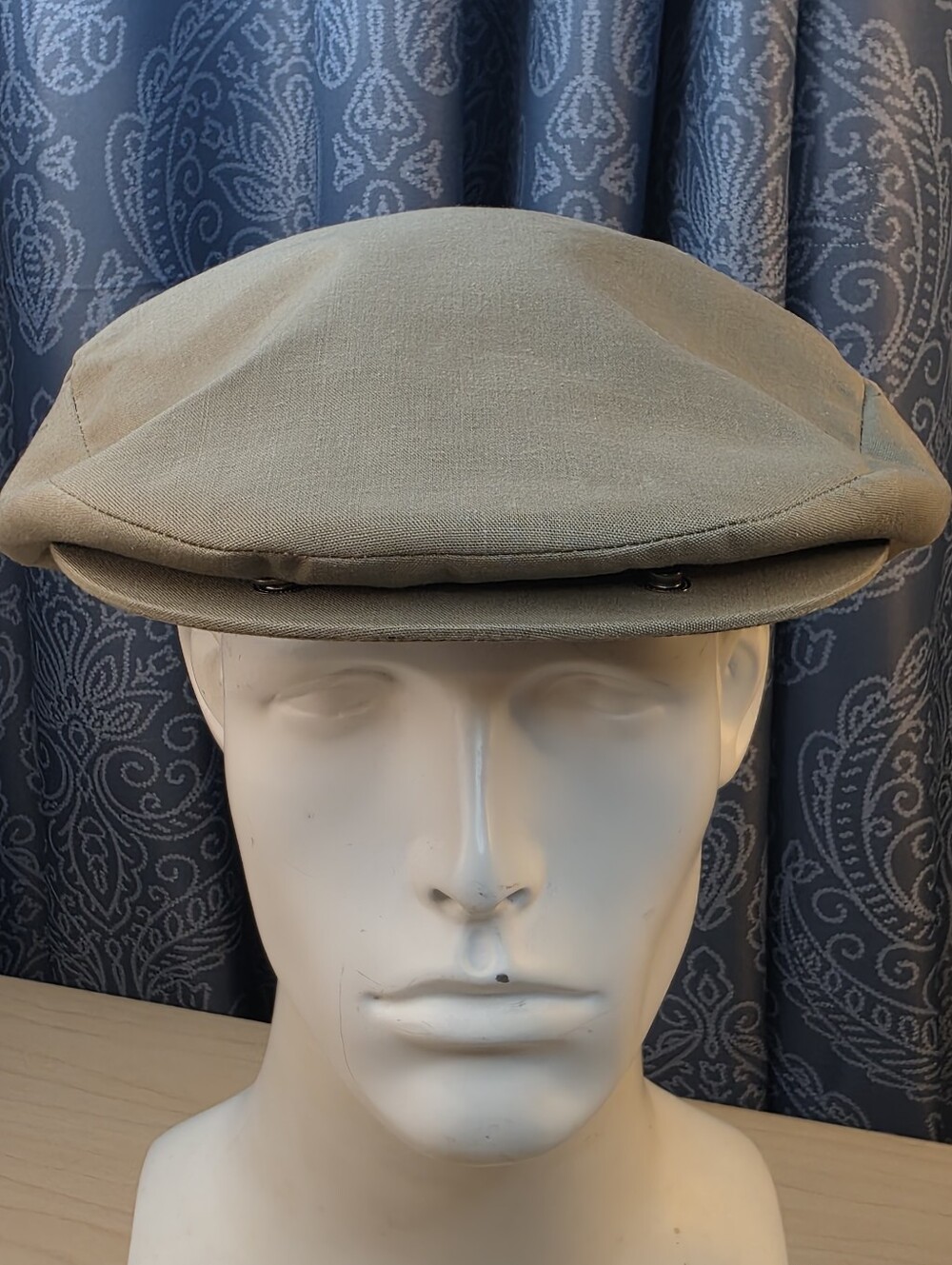 Stetson Vintage Khaki Cotton Blend Flat Cap Ivy Driver Snap Brim Hat Size L